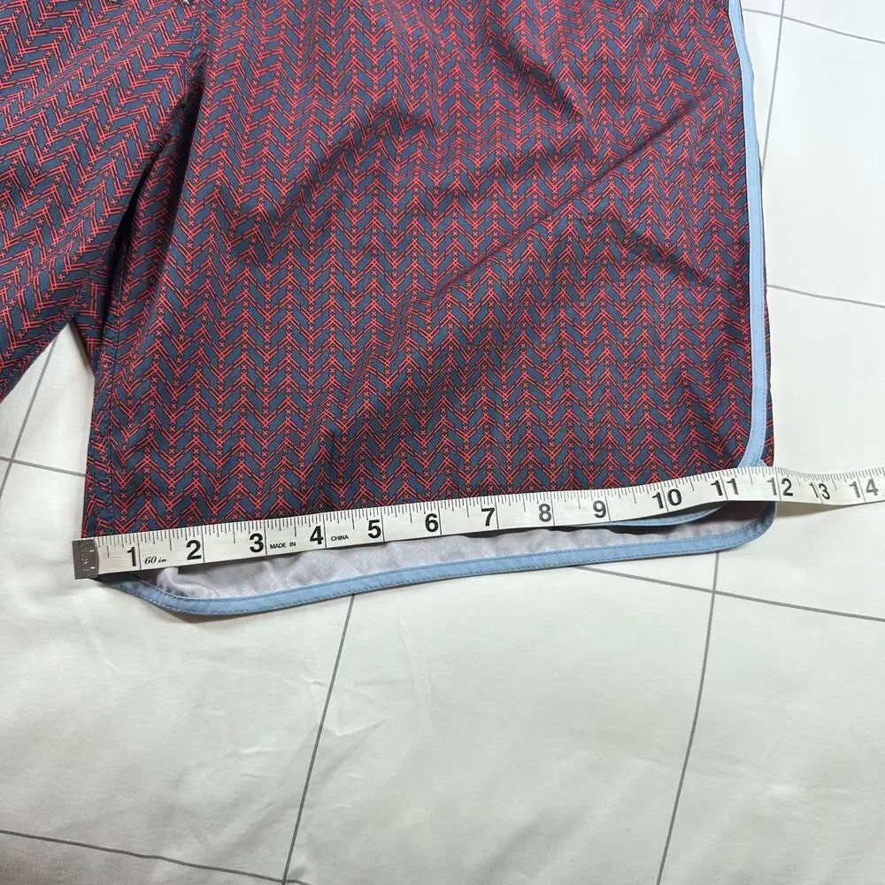 Fair Harbor Shorts Mens XXL Blue Red Anchor Trunk Athletic Swim Pool Beach Lined